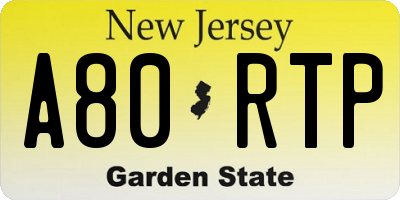 NJ license plate A80RTP