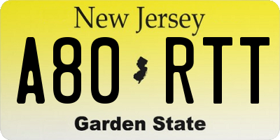 NJ license plate A80RTT