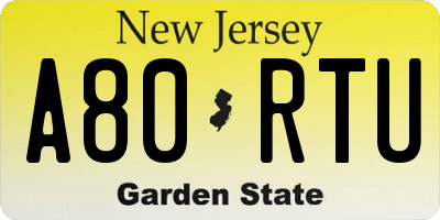 NJ license plate A80RTU