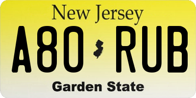 NJ license plate A80RUB