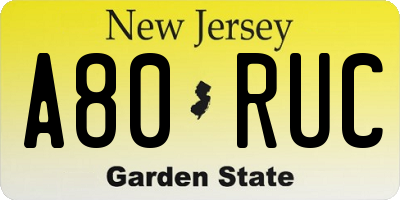 NJ license plate A80RUC