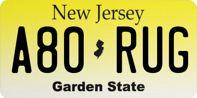 NJ license plate A80RUG