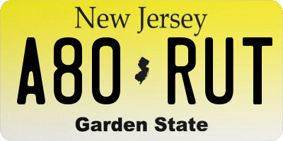 NJ license plate A80RUT