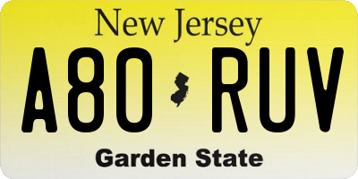 NJ license plate A80RUV