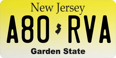 NJ license plate A80RVA