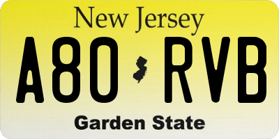 NJ license plate A80RVB