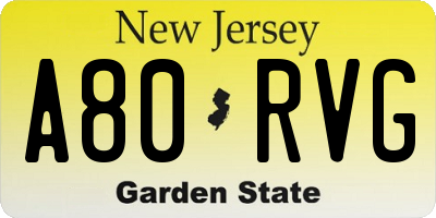 NJ license plate A80RVG