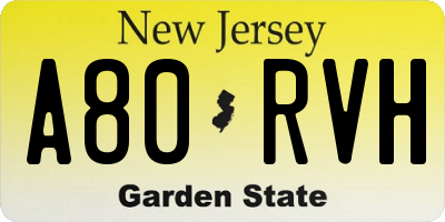NJ license plate A80RVH