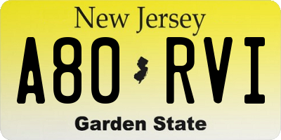 NJ license plate A80RVI