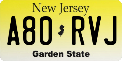 NJ license plate A80RVJ