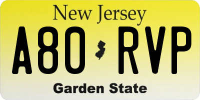 NJ license plate A80RVP