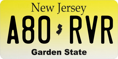 NJ license plate A80RVR