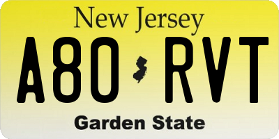 NJ license plate A80RVT