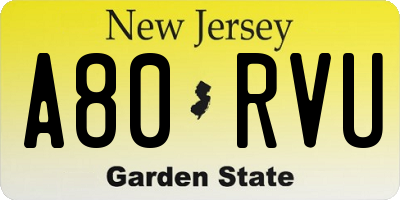NJ license plate A80RVU