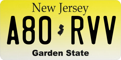 NJ license plate A80RVV