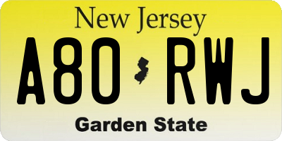 NJ license plate A80RWJ