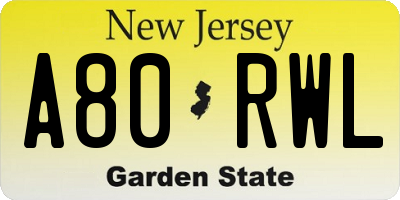 NJ license plate A80RWL