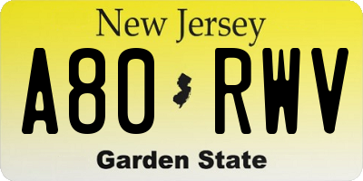 NJ license plate A80RWV