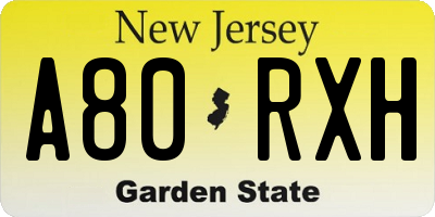 NJ license plate A80RXH