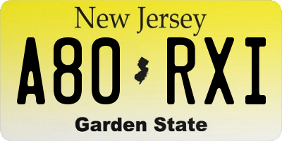 NJ license plate A80RXI