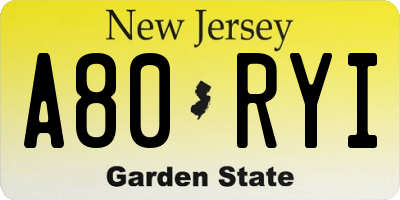 NJ license plate A80RYI