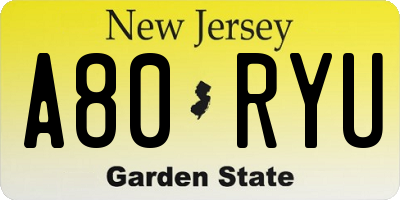 NJ license plate A80RYU