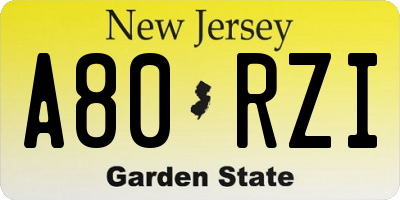 NJ license plate A80RZI