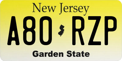 NJ license plate A80RZP