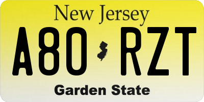 NJ license plate A80RZT
