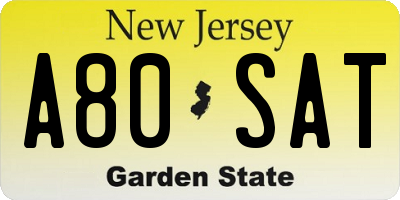 NJ license plate A80SAT