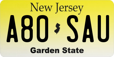 NJ license plate A80SAU