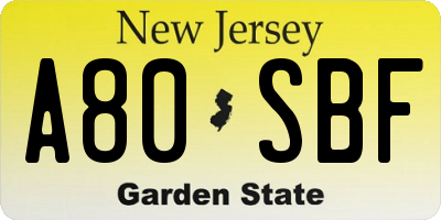 NJ license plate A80SBF