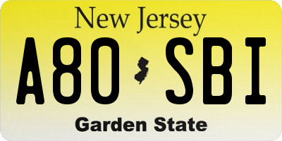 NJ license plate A80SBI