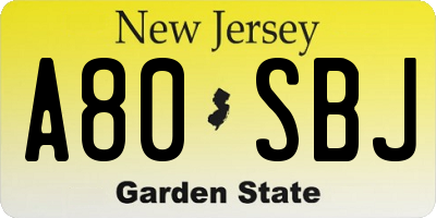 NJ license plate A80SBJ