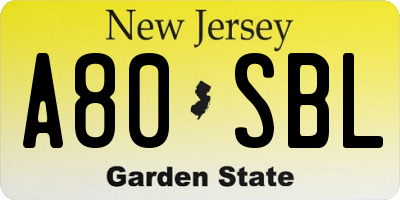 NJ license plate A80SBL