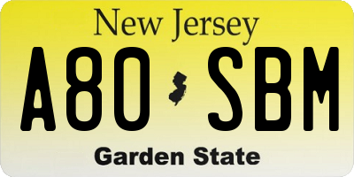 NJ license plate A80SBM