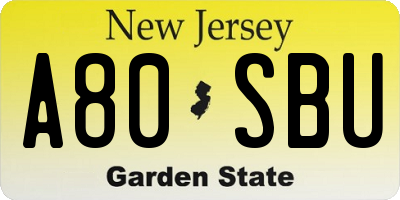 NJ license plate A80SBU