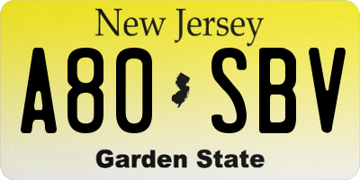 NJ license plate A80SBV