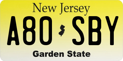 NJ license plate A80SBY