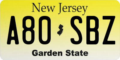 NJ license plate A80SBZ