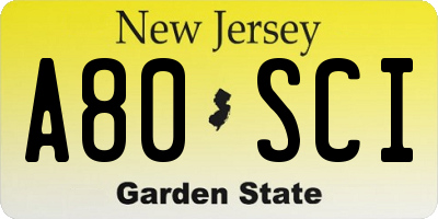 NJ license plate A80SCI