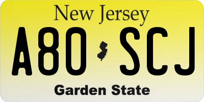NJ license plate A80SCJ