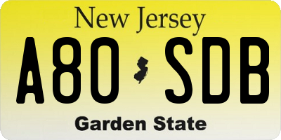 NJ license plate A80SDB