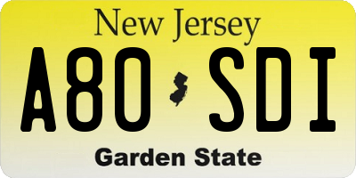 NJ license plate A80SDI