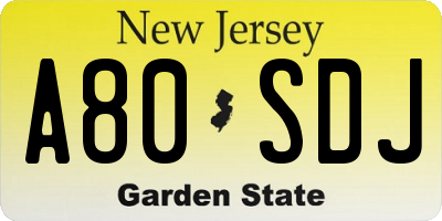 NJ license plate A80SDJ