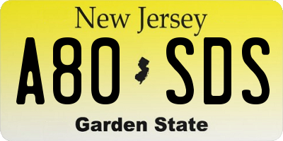 NJ license plate A80SDS