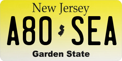 NJ license plate A80SEA