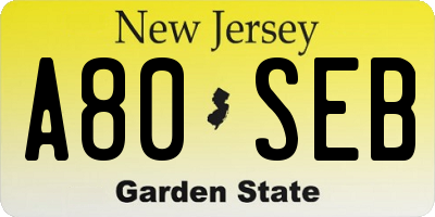 NJ license plate A80SEB