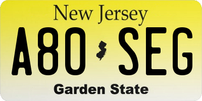 NJ license plate A80SEG