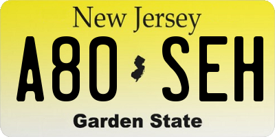 NJ license plate A80SEH